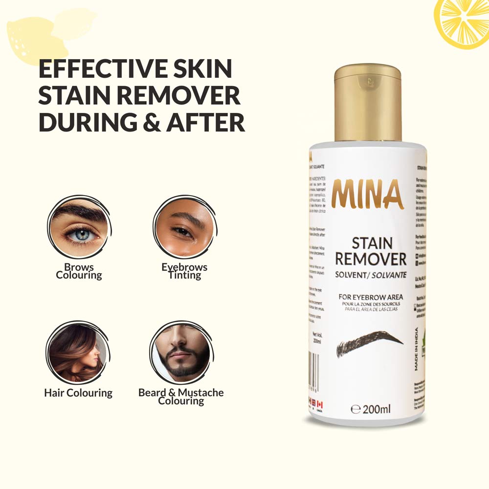 Stain remover ibrowhenna during and after