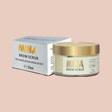 mina brow scrub for longer lasting henna or tint