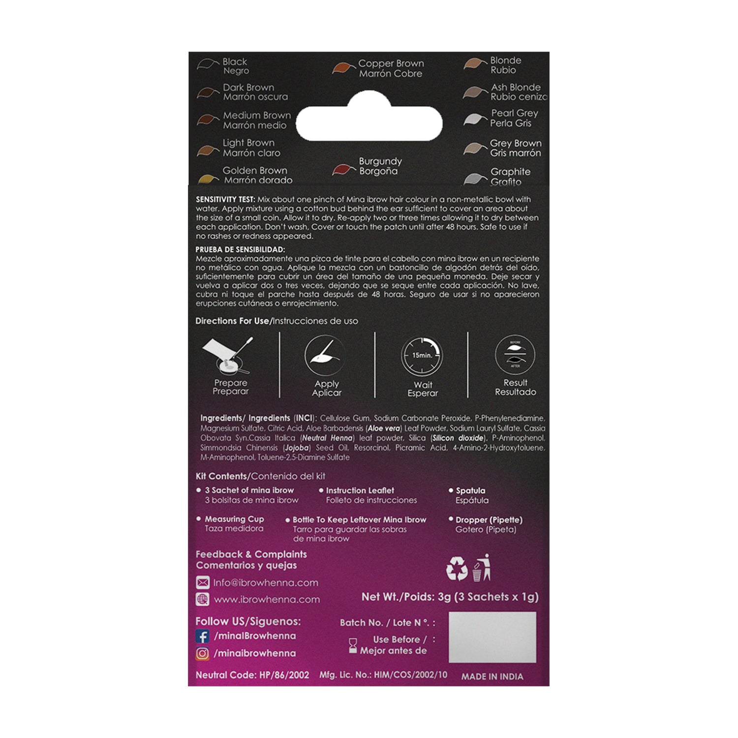 Mina iBrow Henna Eyebrow Tint Kit